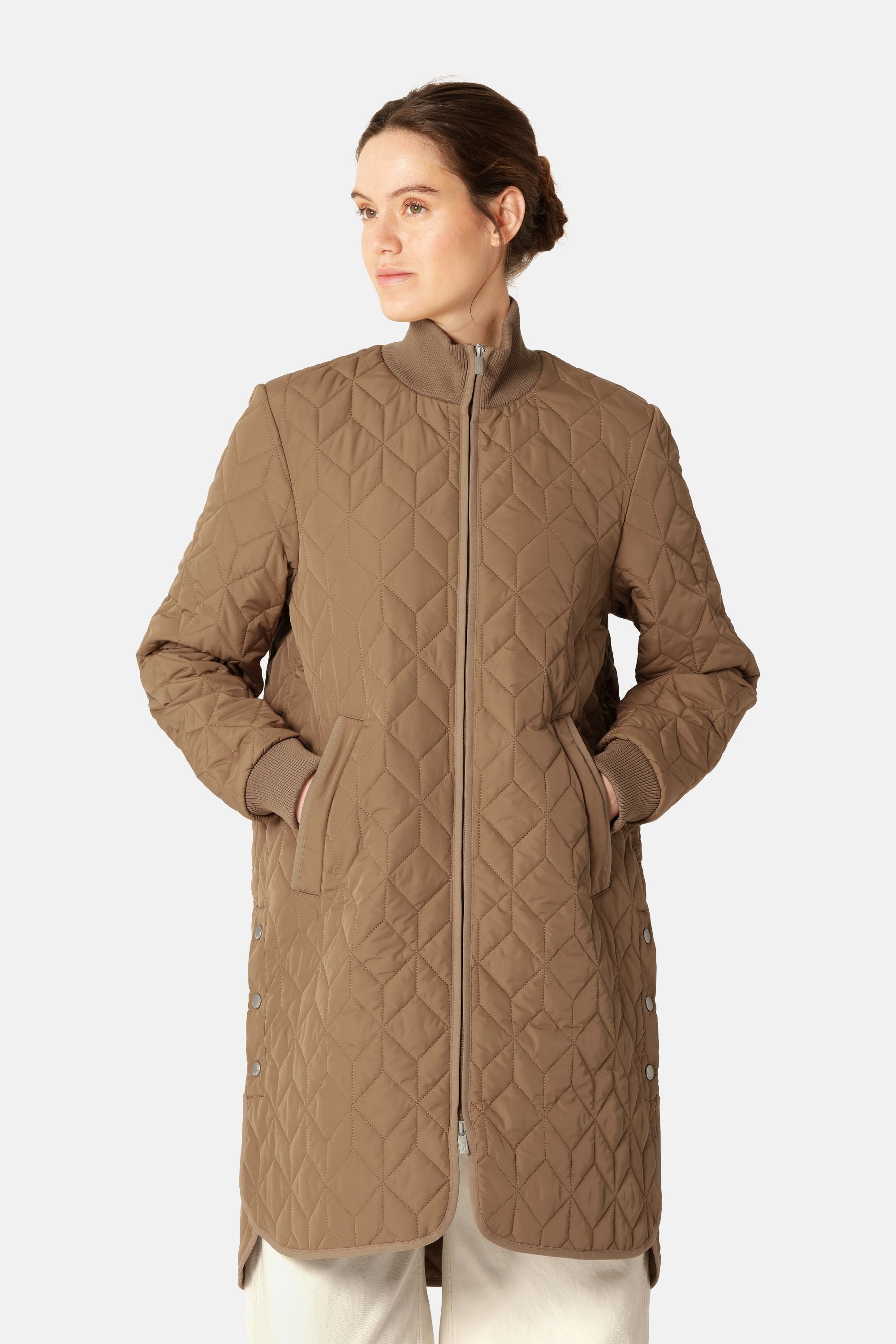 Long Padded Quilt Jacket - Mocca